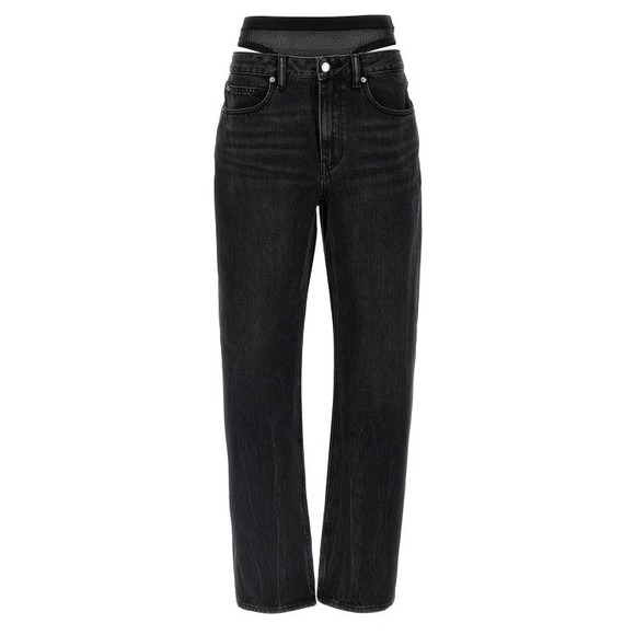 Denim X Alexander Wang Slit Hem Prestyle Hotfix Mesh Undie Jeans - NWT - Picture 1 of 4
